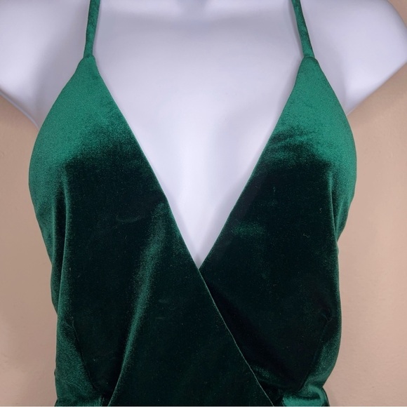 XS TOBI GREEN VELOUR GOWN FORMAL SLEEVELESS EVENT STRETCH - Picture 6 of 14
